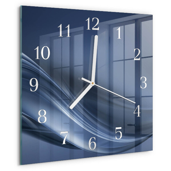 Wanduhr quadratisch Blaue Wellen