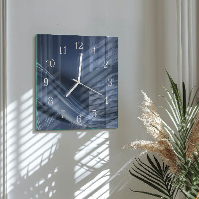 Wanduhr quadratisch Blaue Wellen