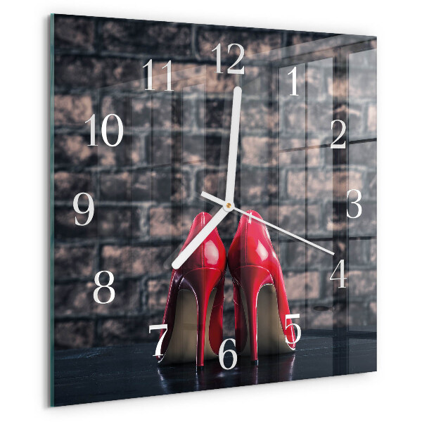 Wanduhr quadratisch Rote High Heels