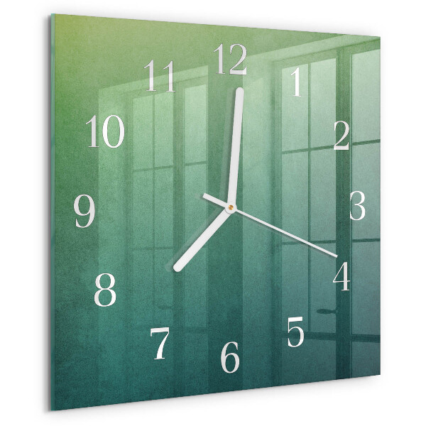 Wanduhr quadratisch Grüner Farbverlauf
