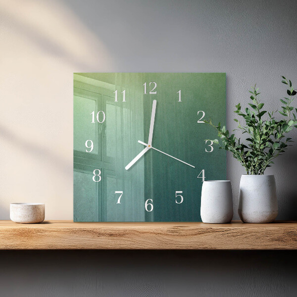 Wanduhr quadratisch Grüner Farbverlauf