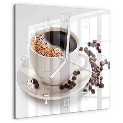 Wanduhr quadratisch Tasse Kaffee