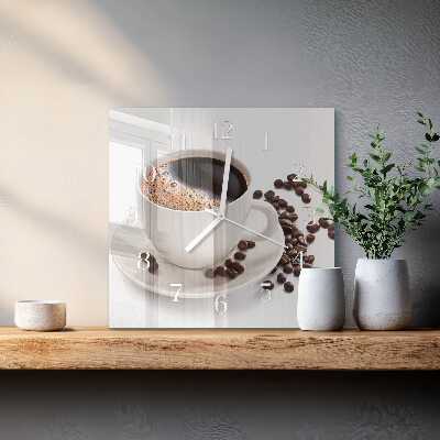 Wanduhr quadratisch Tasse Kaffee
