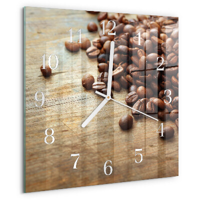 Wanduhr quadratisch Kaffeebohnen