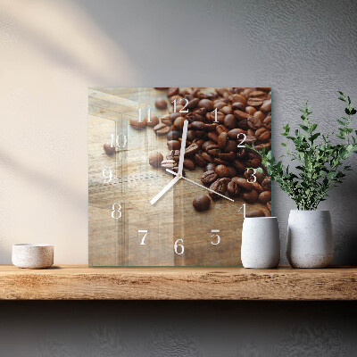 Wanduhr quadratisch Kaffeebohnen