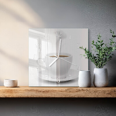 Wanduhr quadratisch Tasse Kaffee