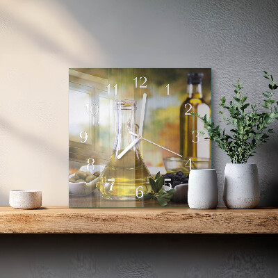Wanduhr quadratisch Olivenöl