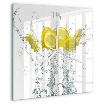 Wanduhr quadratisch Wasser mit Zitrone
