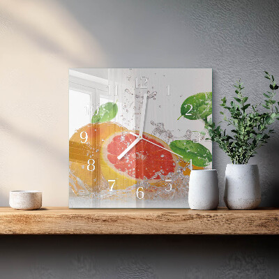 Wanduhr quadratisch Grapefruit
