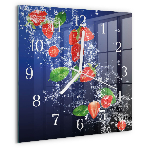 Wanduhr quadratisch Erdbeeren