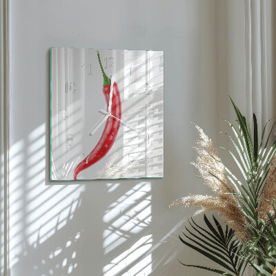 Wanduhr quadratisch Chili-Pfeffer