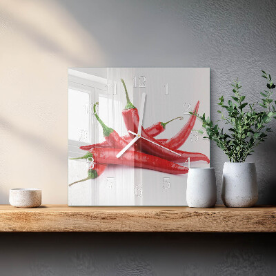 Wanduhr quadratisch Chilischoten