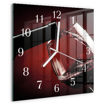 Wanduhr quadratisch Weinglas