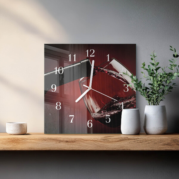 Wanduhr quadratisch Weinglas