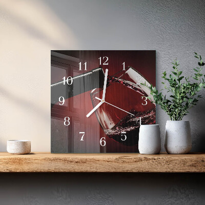 Wanduhr quadratisch Weinglas
