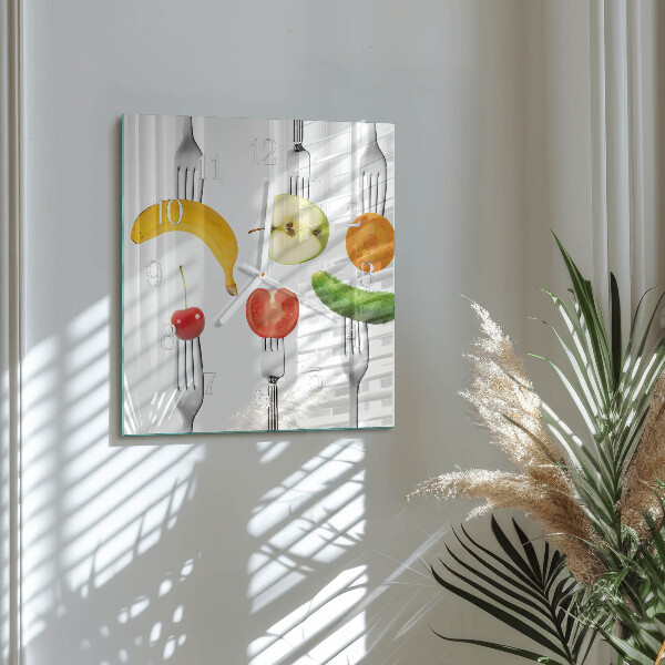 Wanduhr quadratisch Obst