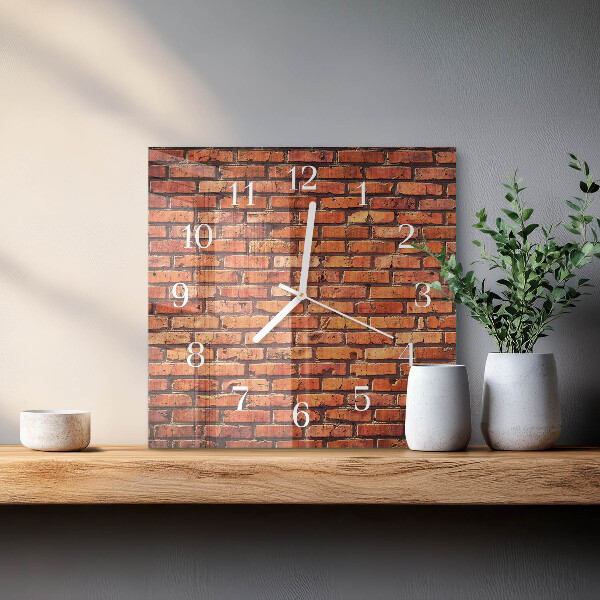 Wanduhr quadratisch Ziegelmauer