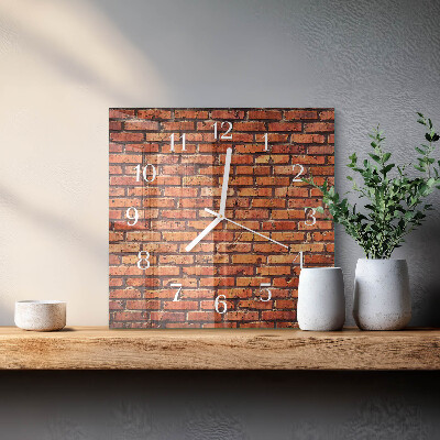 Wanduhr quadratisch Ziegelmauer
