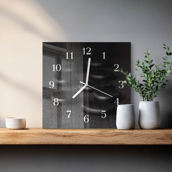 Wanduhr quadratisch Zen-Steine