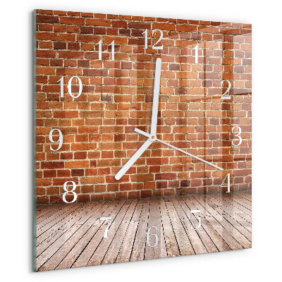 Wanduhr quadratisch Ziegelmauer