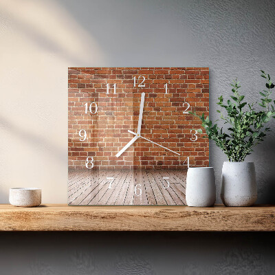 Wanduhr quadratisch Ziegelmauer