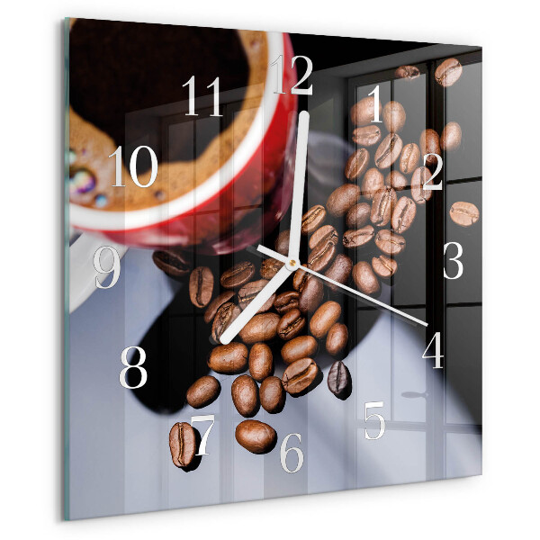 Wanduhr quadratisch Tasse Kaffee