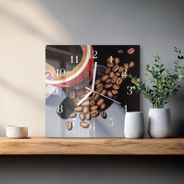 Wanduhr quadratisch Tasse Kaffee