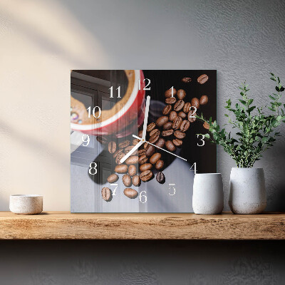 Wanduhr quadratisch Tasse Kaffee