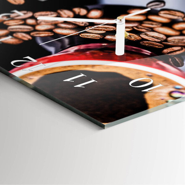 Wanduhr quadratisch Tasse Kaffee