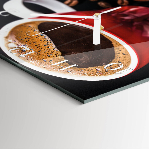 Wanduhr quadratisch Tasse Kaffee