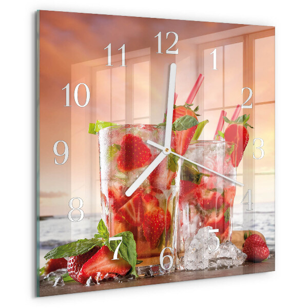 Wanduhr quadratisch Erdbeeren