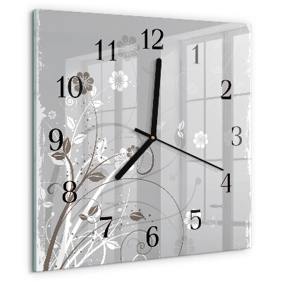 Wanduhr aus glas Blumen