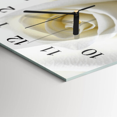 Wanduhr aus glas Weiße Rose