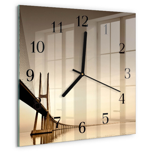 Wanduhr aus glas Sepia-Brücke