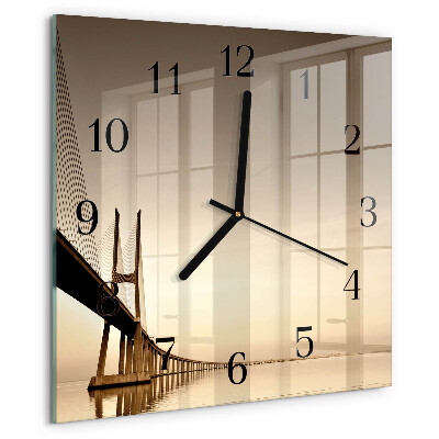 Wanduhr aus glas Sepia-Brücke