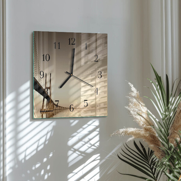 Wanduhr aus glas Sepia-Brücke