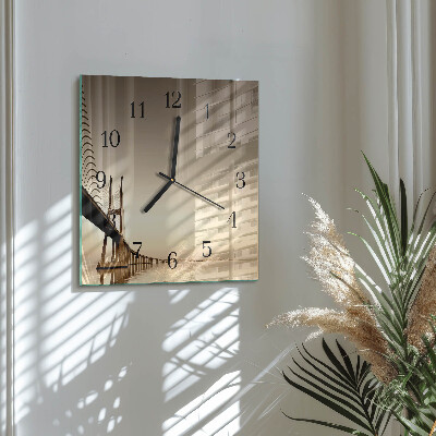 Wanduhr aus glas Sepia-Brücke