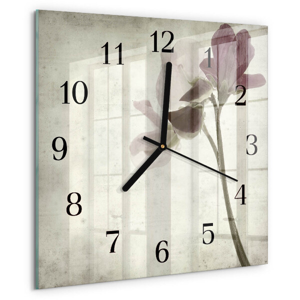 Wanduhr aus glas Vintage-Blumen