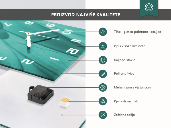 Wanduhr aus glas Blätter