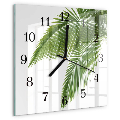 Wanduhr aus glas Palmenblätter