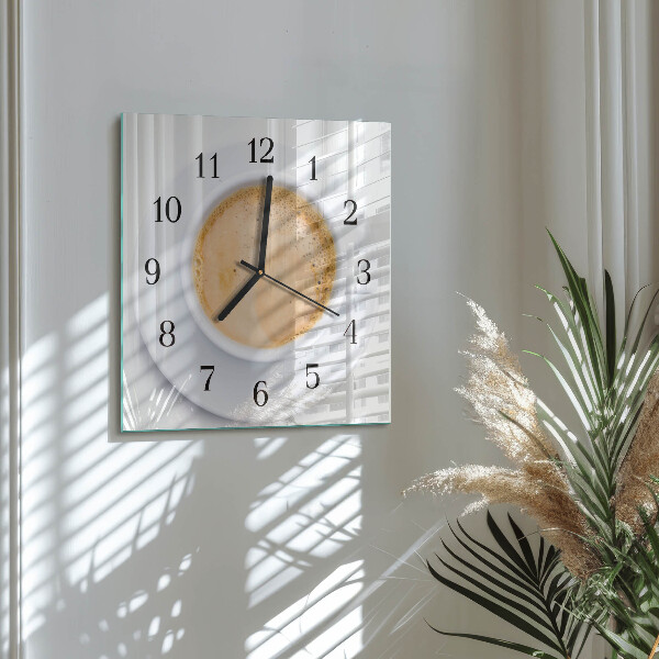 Wanduhr aus glas Tasse Kaffee