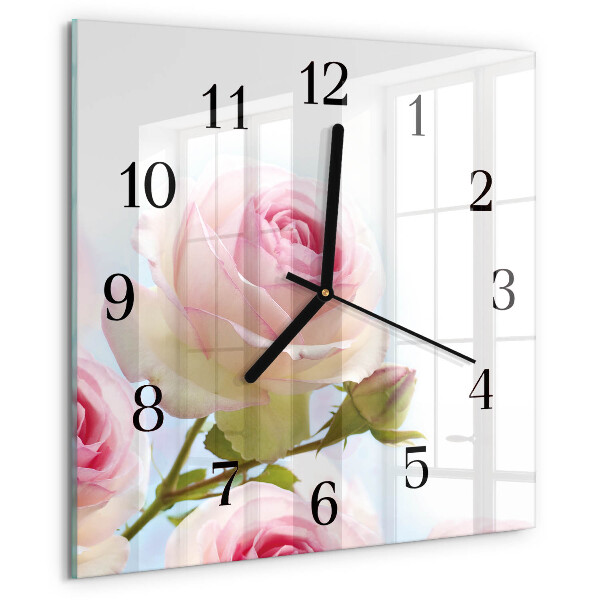 Wanduhr aus glas Rose