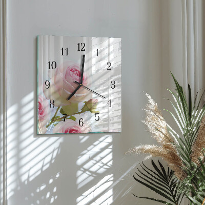 Wanduhr aus glas Rose