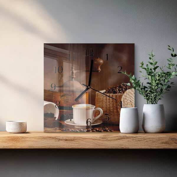 Wanduhr aus glas Tasse Kaffee