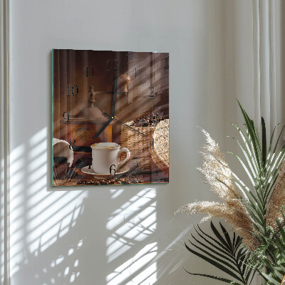 Wanduhr aus glas Tasse Kaffee