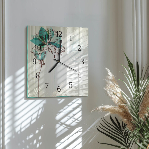 Wanduhr aus glas Vintage-Blumen