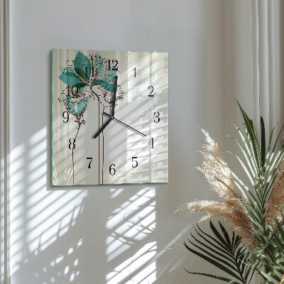 Wanduhr aus glas Vintage-Blumen