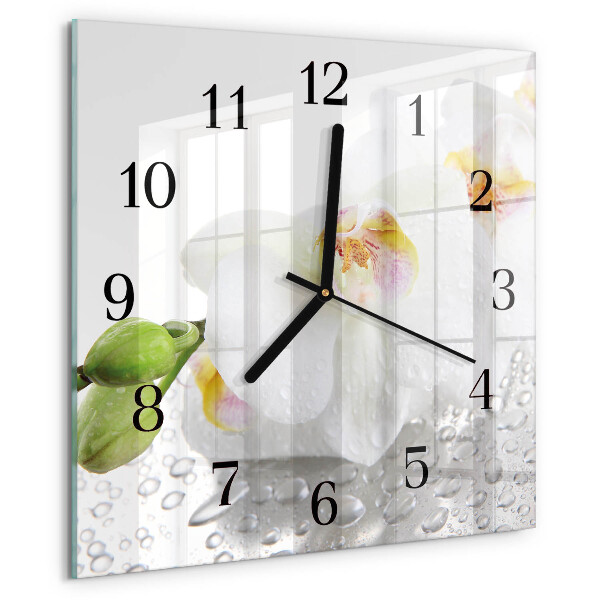 Wanduhr aus glas Orchidee