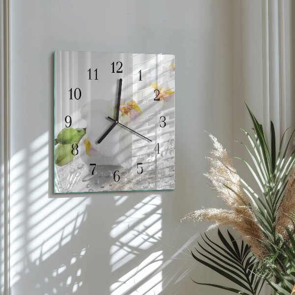 Wanduhr aus glas Orchidee