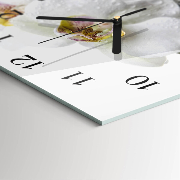 Wanduhr aus glas Orchidee